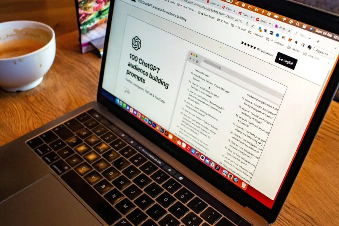 Laptop showing ai prompts
