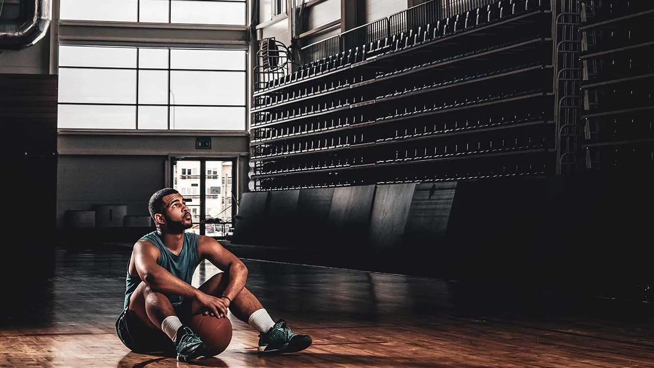 Basketball player on court