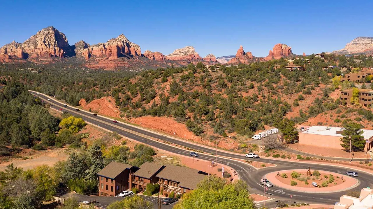 Sedona red rocks aerial