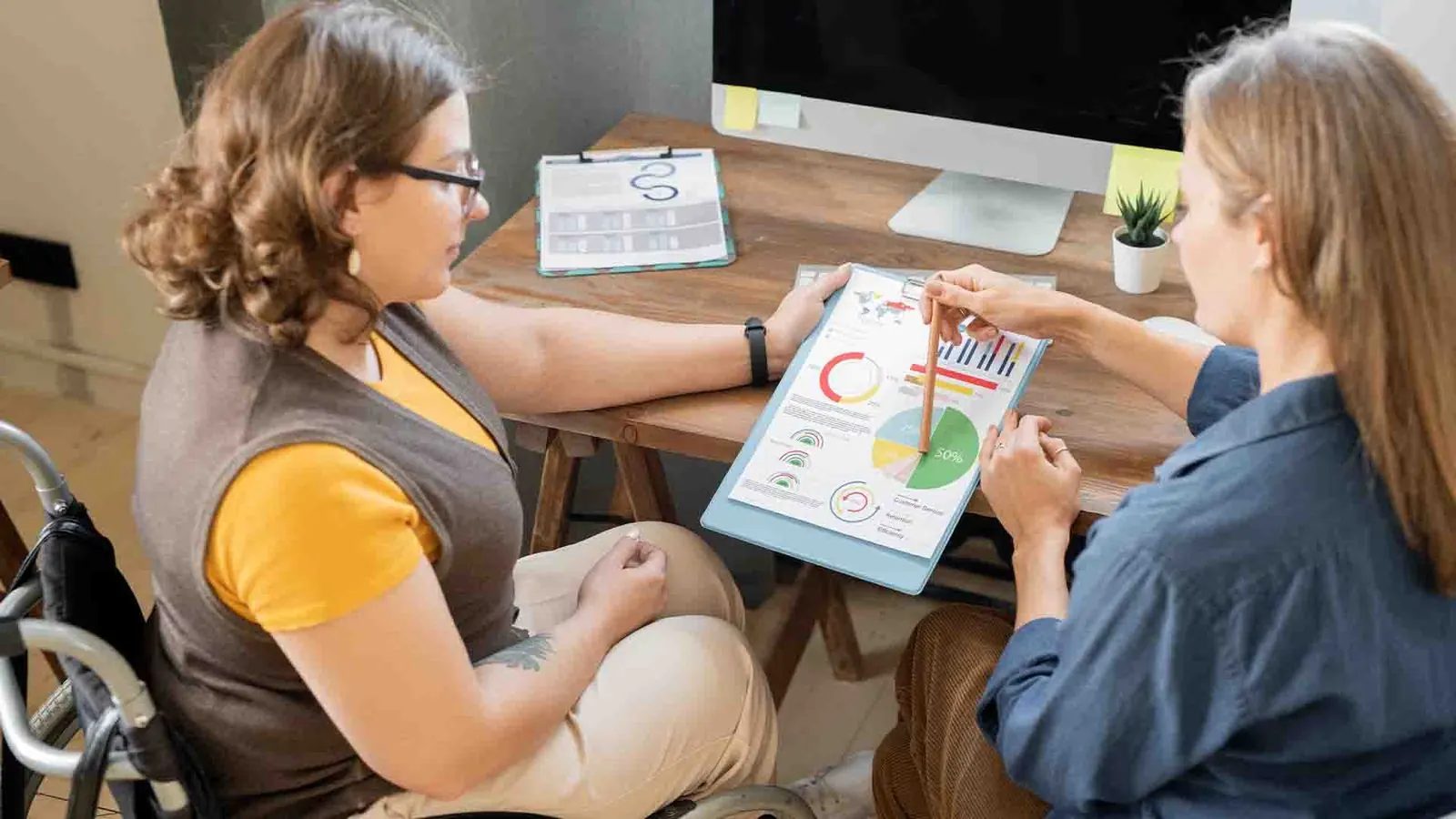 Financial advisors reviewing charts