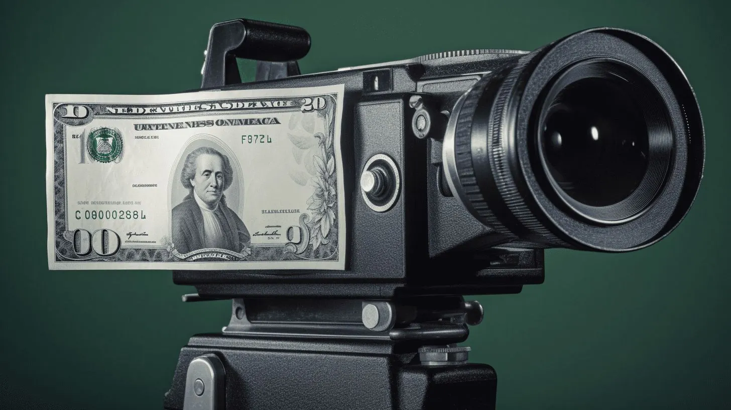 Dollar bill and cinema camera