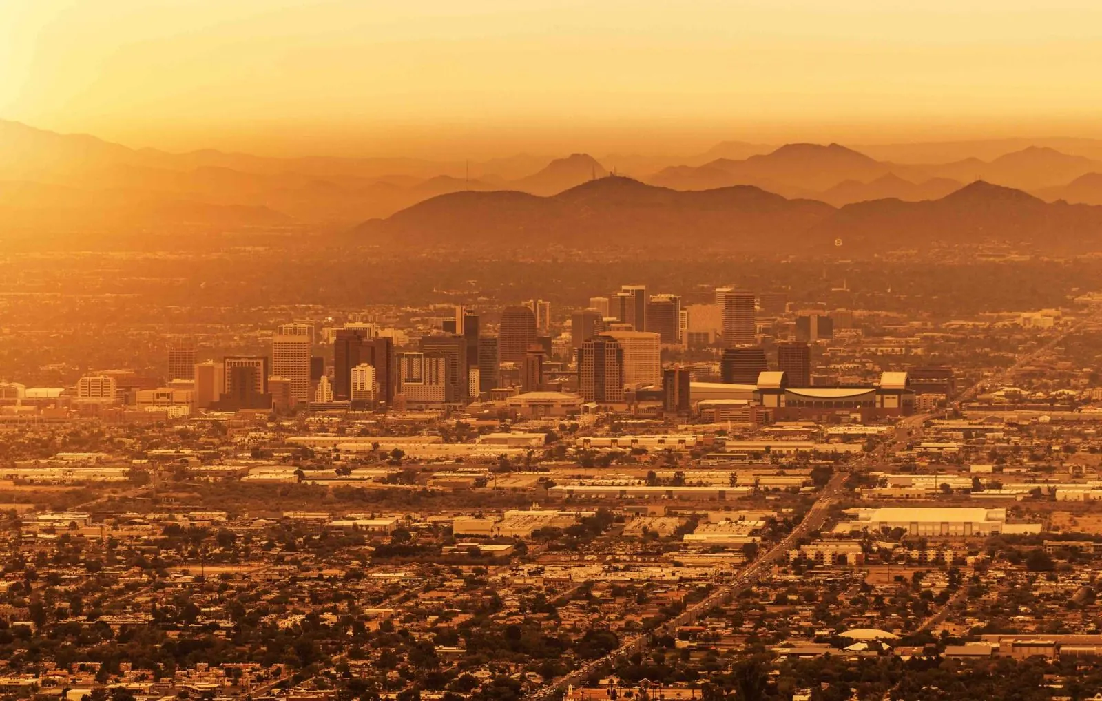 Phoenix skyline golden haze