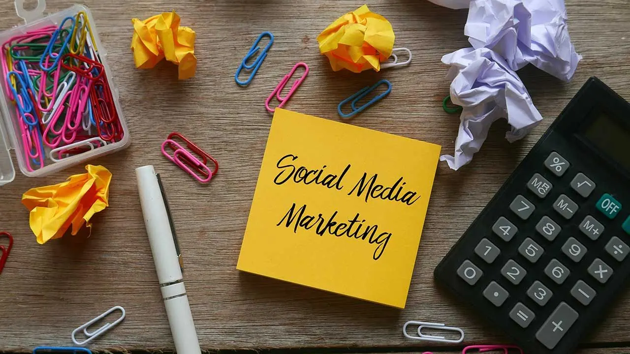 Social media marketing flatlay