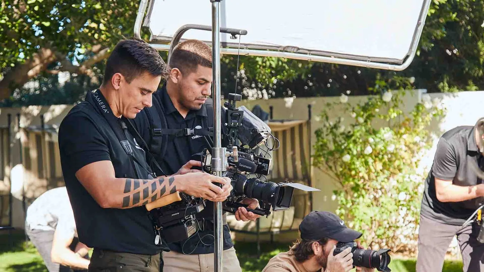 Crew filming outdoor shoot